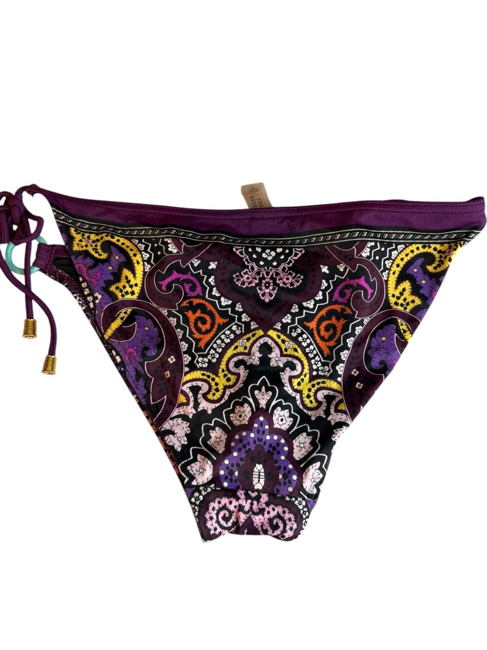 Victoria's Secret Plum Print side Tie Bikini Bottom M